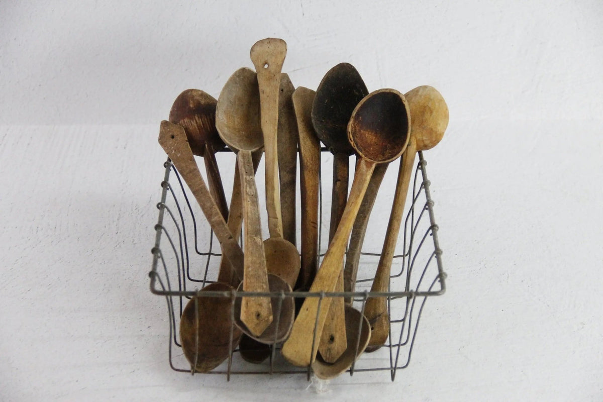 Antique Wooden Spoon European | Medium Rustic Hand Carved - Debra Hall Lifestyle