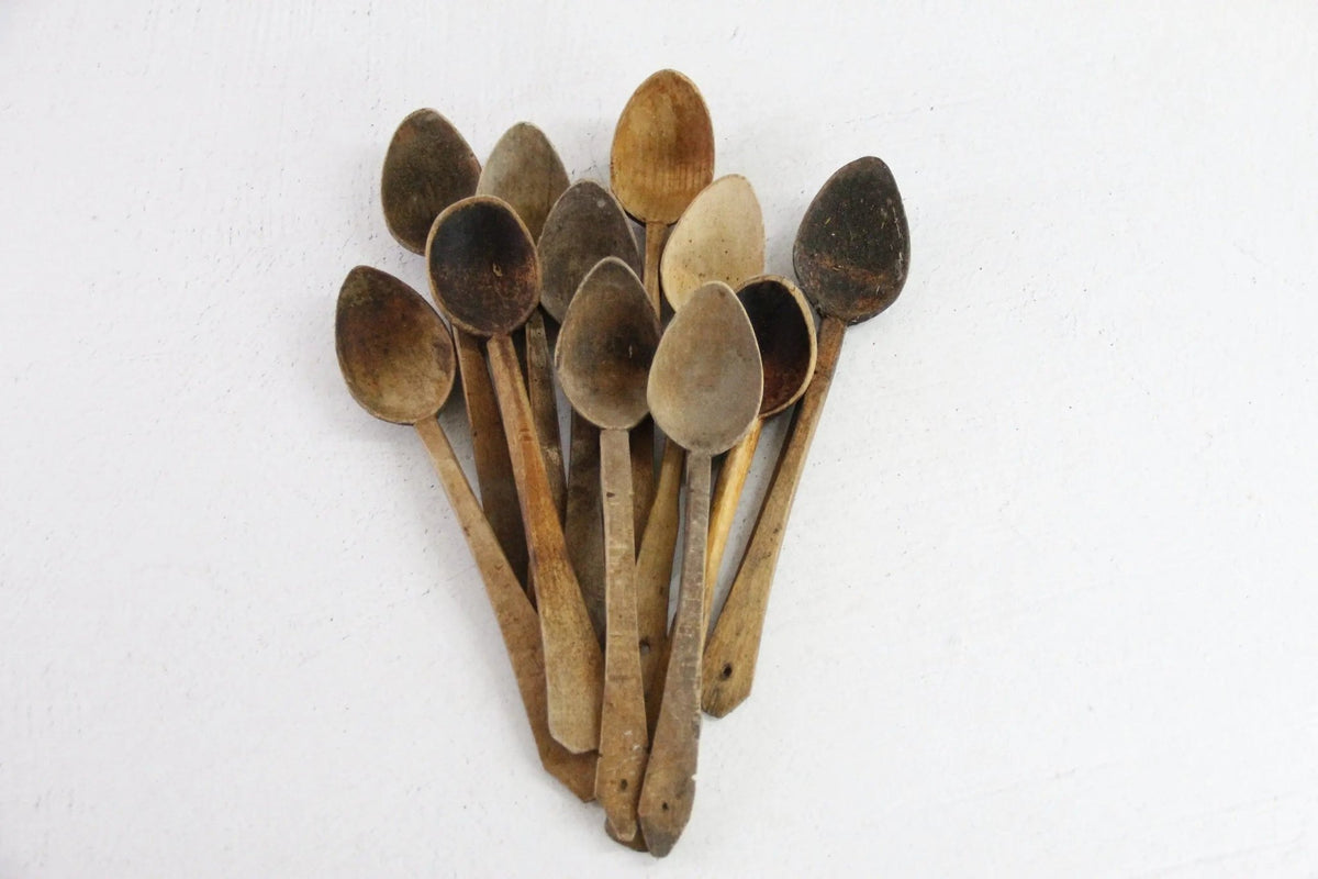 Antique Wooden Spoon European | Medium Rustic Hand Carved - Debra Hall Lifestyle
