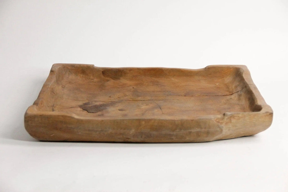 Antique Wooden Tray | European Hand Carved 16" Platter - Debra Hall Lifestyle