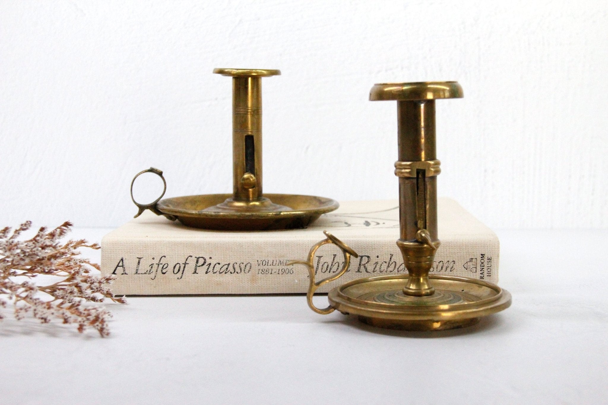 Antique Brass Candle Holder | Push-Up - Debra Hall Lifestyle