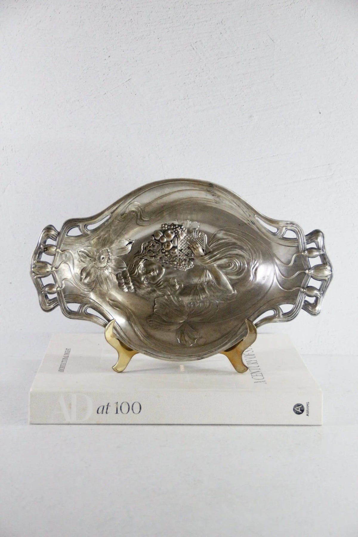 Art Nouveau Silver Fruit Bowl | Plated Figural Tray - Debra Hall Lifestyle