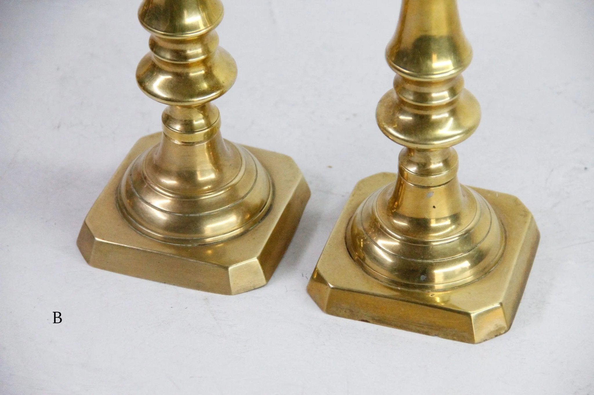 Assorted Antique Brass Candlesticks | Large Candle Holder Pair - Debra Hall Lifestyle