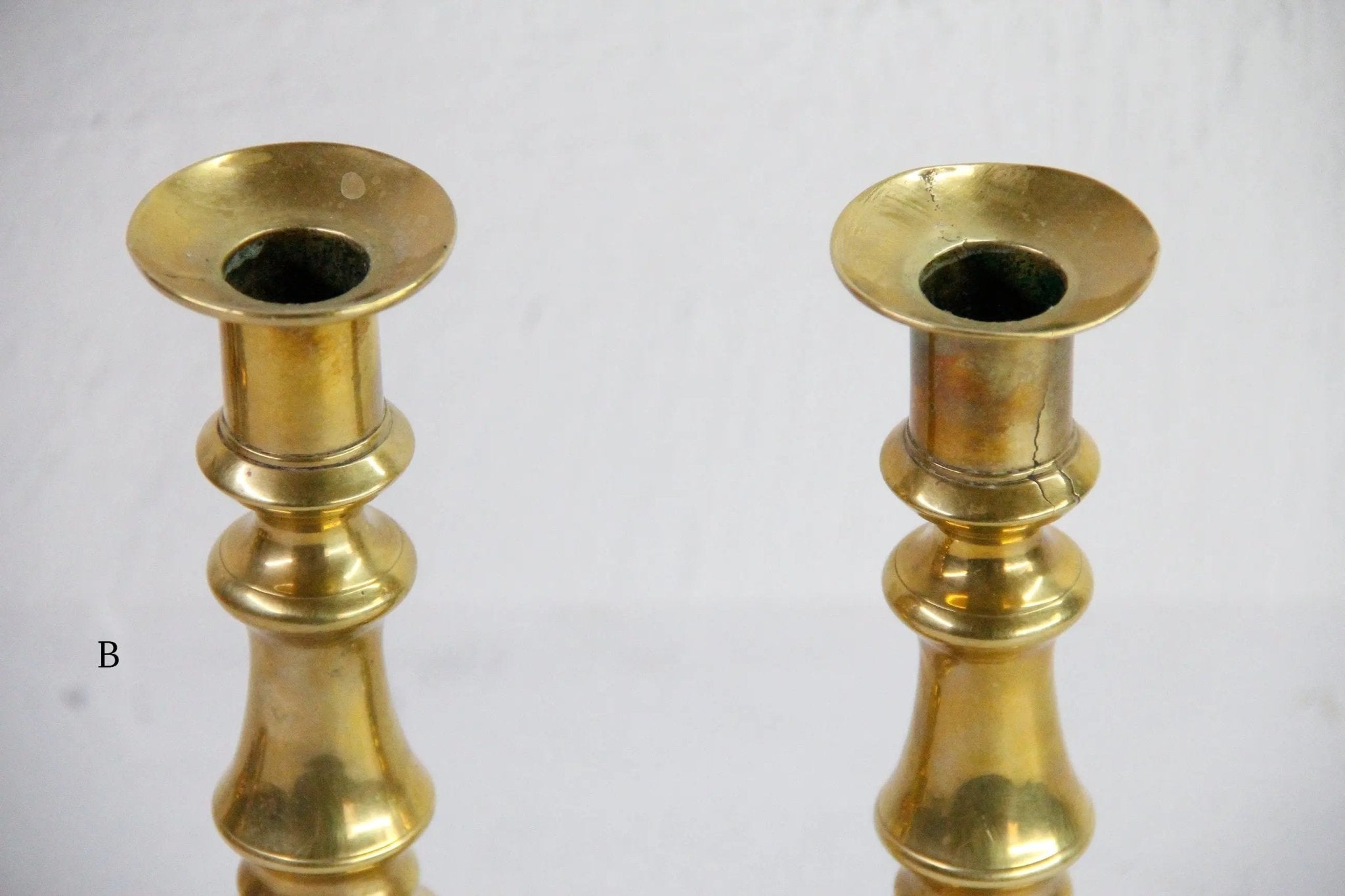 Assorted Antique Brass Candlesticks | Large Candle Holder Pair - Debra Hall Lifestyle