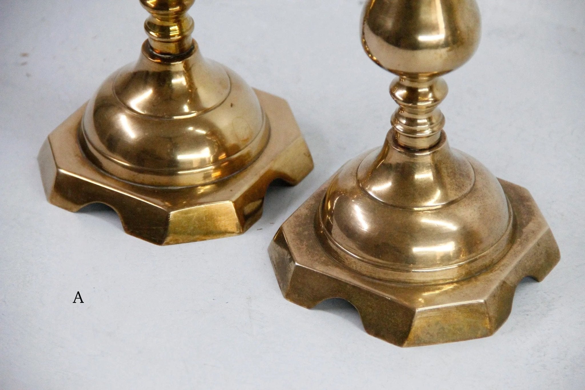 Assorted Antique Brass Candlesticks | Large Candle Holder Pair - Debra Hall Lifestyle