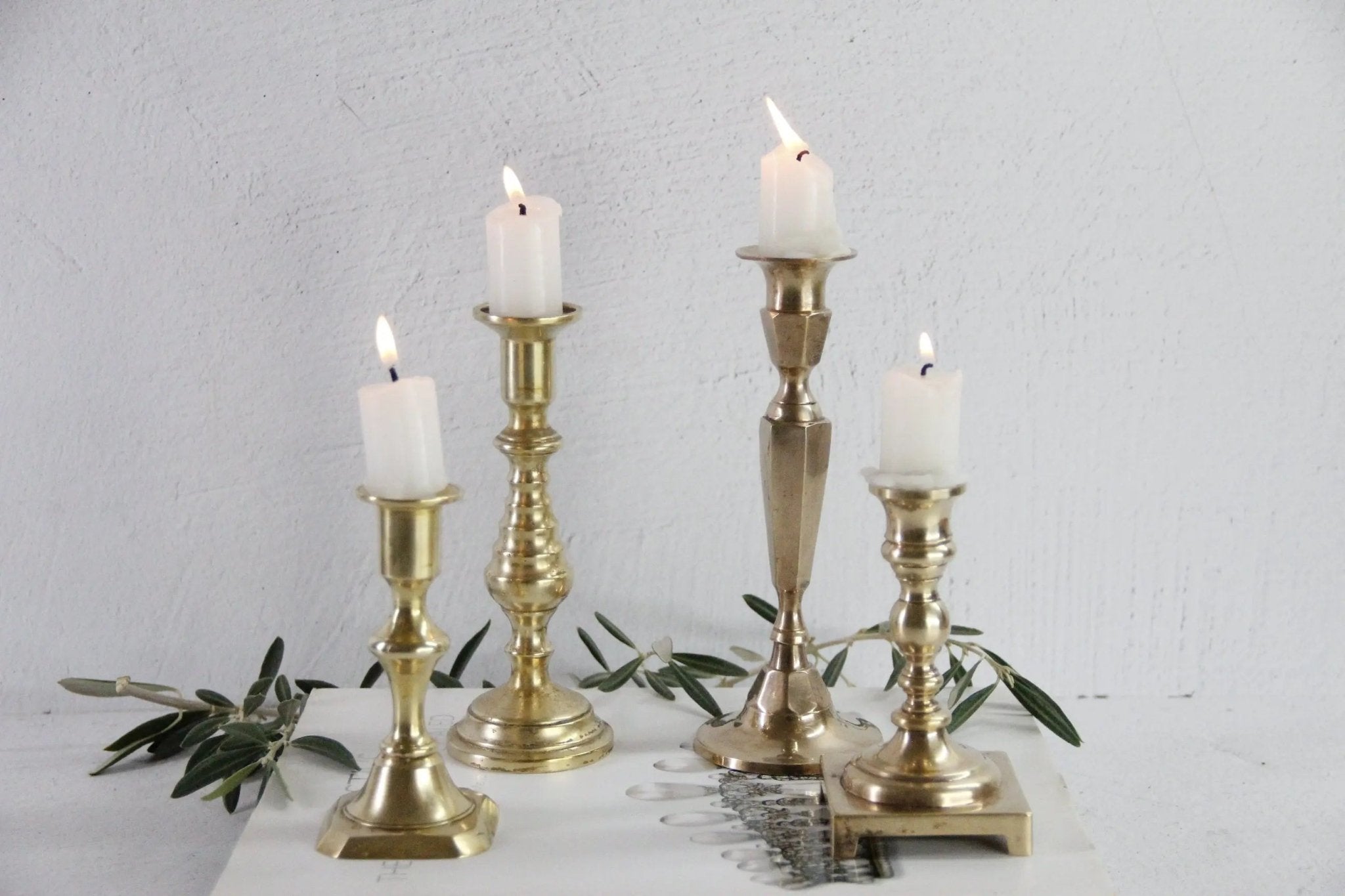 Assorted Antique Solid Brass Candle Holder | Candlestick - Debra Hall Lifestyle