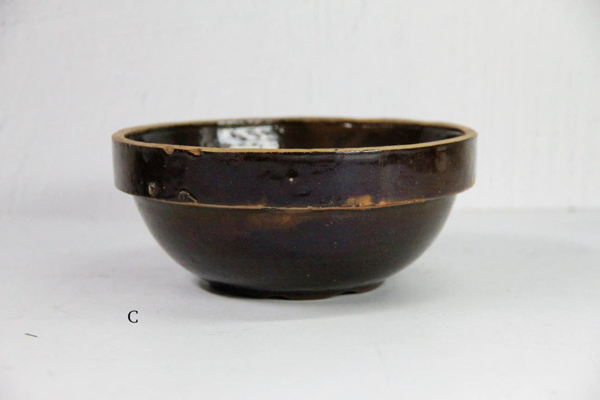 Assorted Antique Stoneware Bowl | Kitchen Crock Mixing Bowl-Brown - Debra Hall Lifestyle