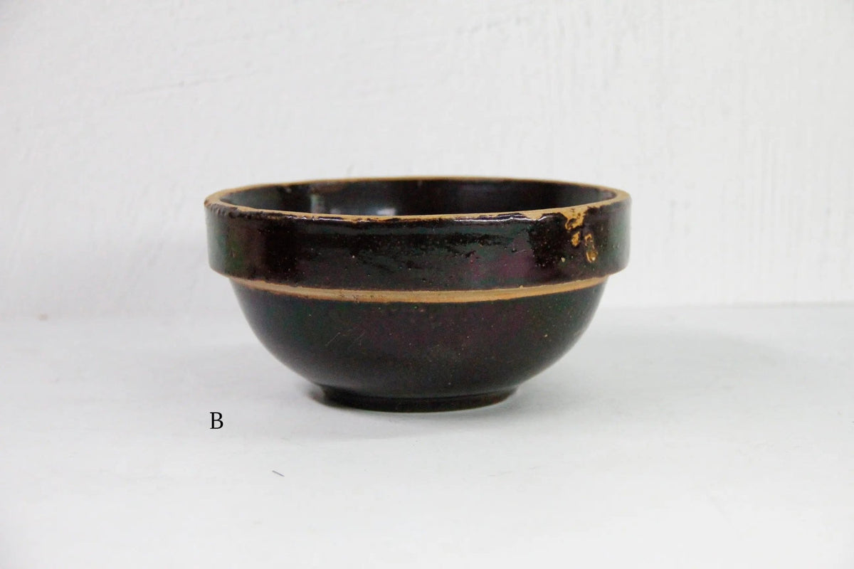Assorted Antique Stoneware Bowl | Kitchen Crock Mixing Bowl-Brown - Debra Hall Lifestyle