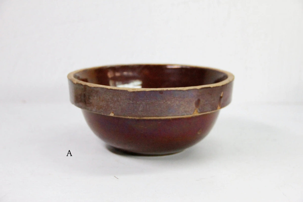Assorted Antique Stoneware Bowl | Kitchen Crock Mixing Bowl-Brown - Debra Hall Lifestyle