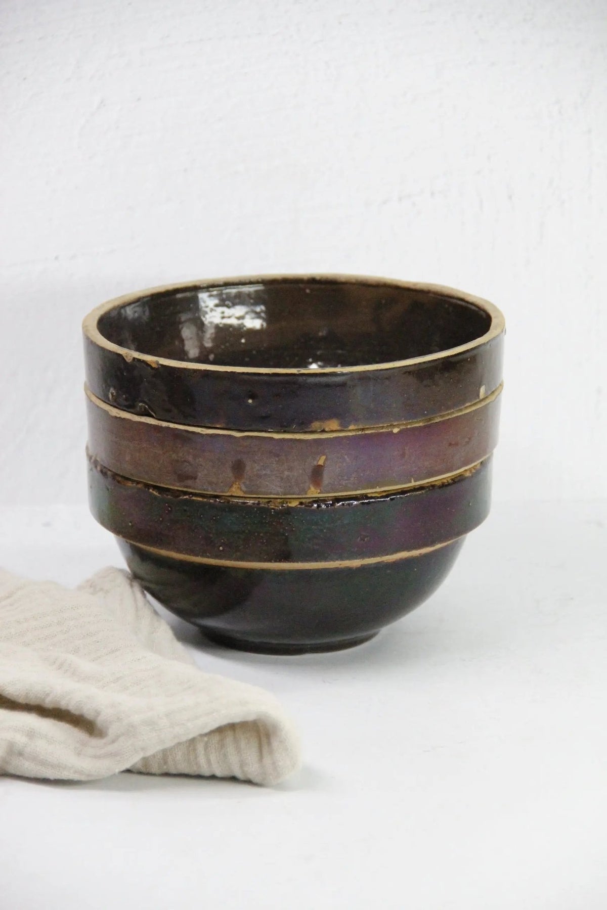 Assorted Antique Stoneware Bowl | Kitchen Crock Mixing Bowl-Brown - Debra Hall Lifestyle