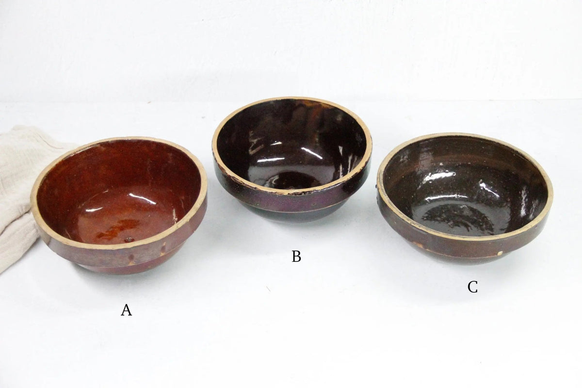 Assorted Antique Stoneware Bowl | Kitchen Crock Mixing Bowl-Brown - Debra Hall Lifestyle