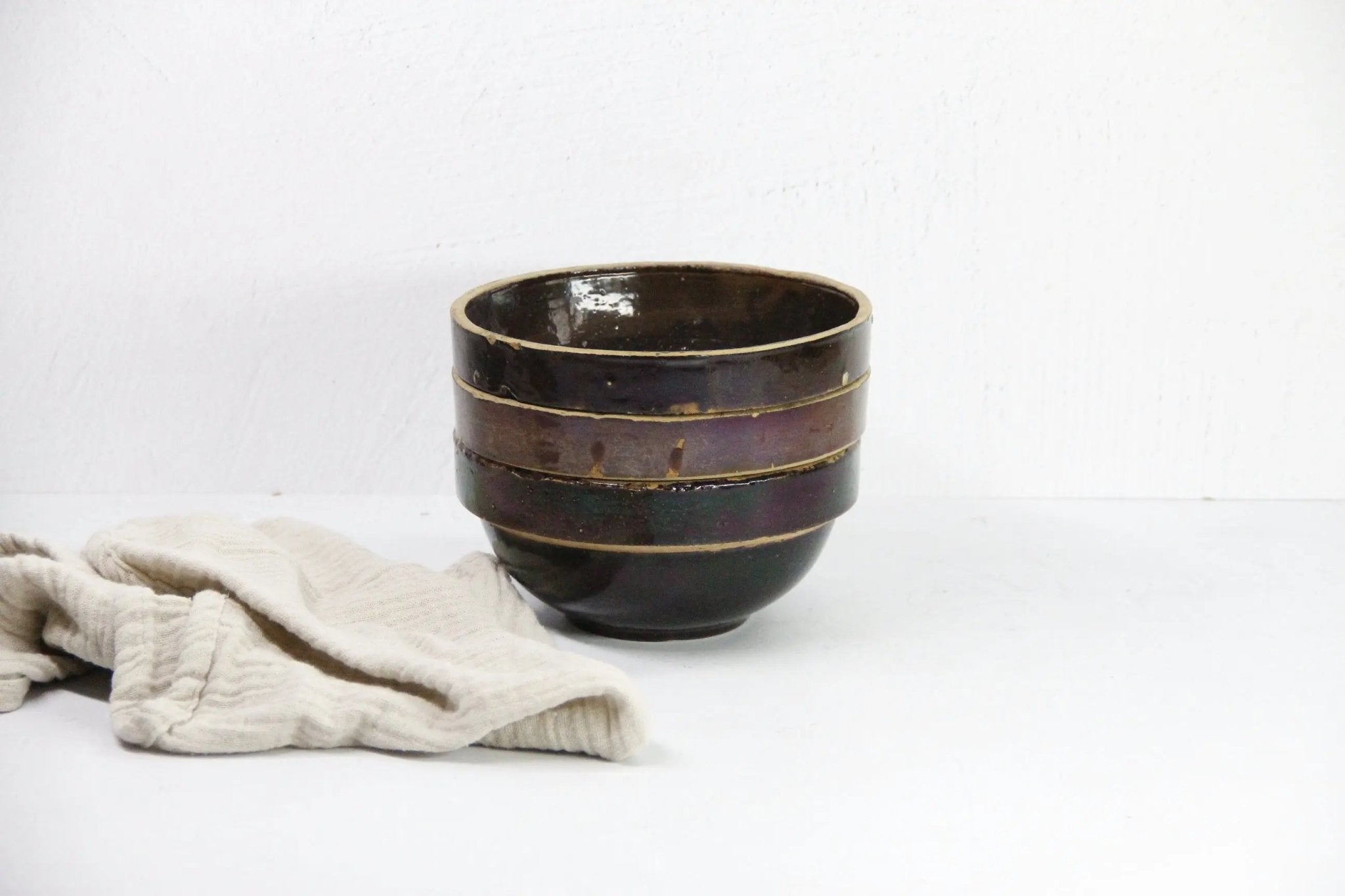 Assorted Antique Stoneware Bowl | Kitchen Crock Mixing Bowl-Brown - Debra Hall Lifestyle