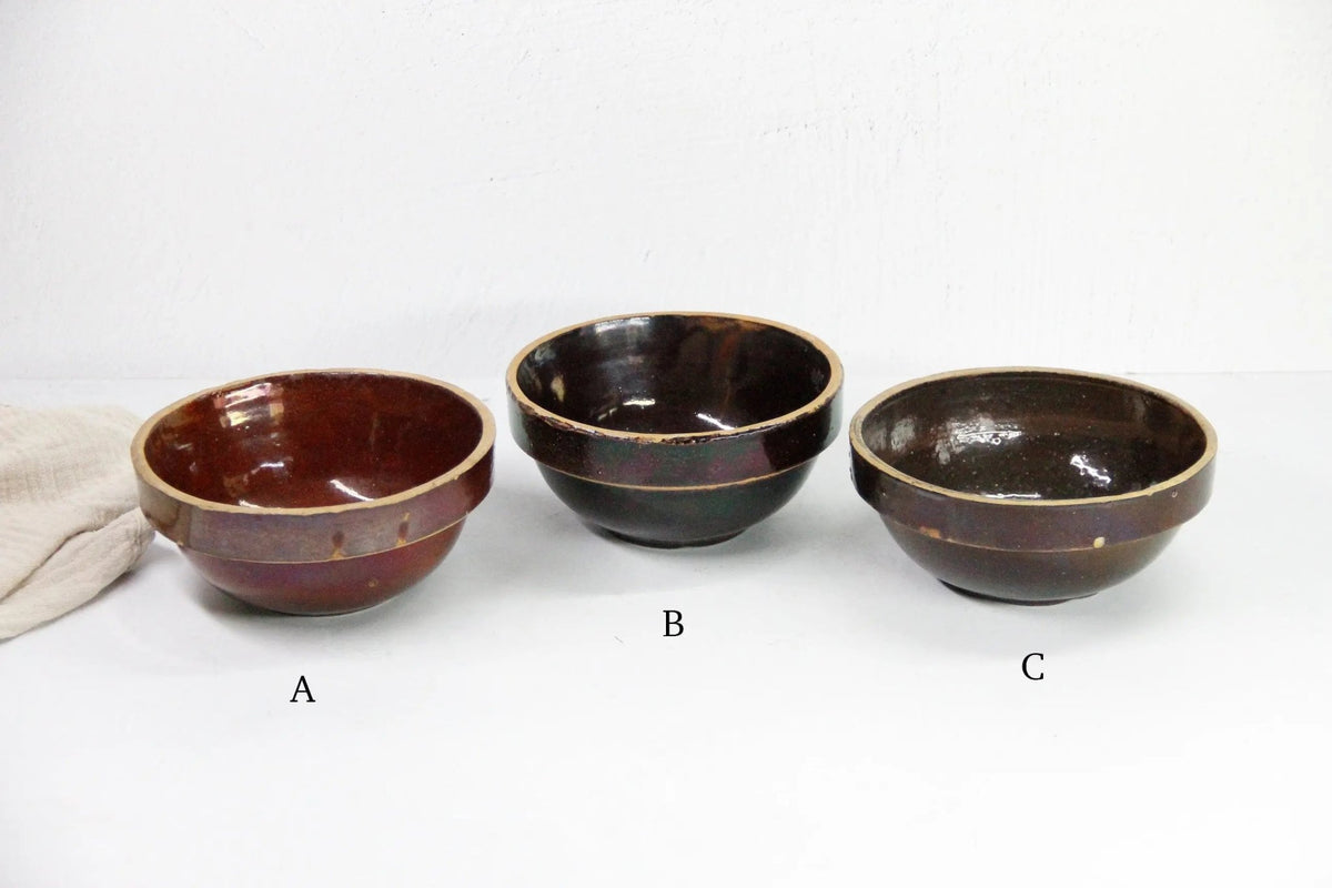 Assorted Antique Stoneware Bowl | Kitchen Crock Mixing Bowl-Brown - Debra Hall Lifestyle