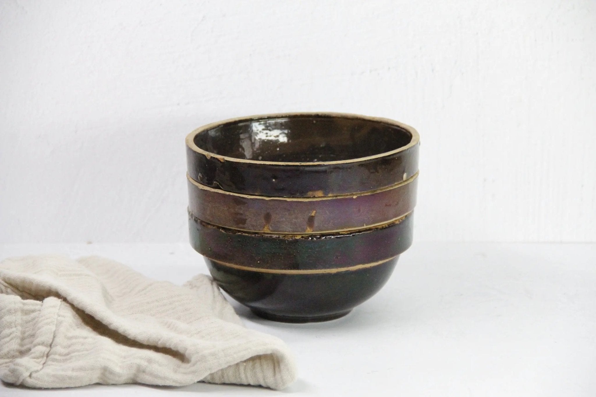 Assorted Antique Stoneware Bowl | Kitchen Crock Mixing Bowl-Brown - Debra Hall Lifestyle