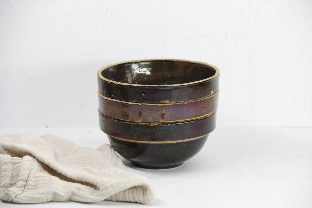 Assorted Antique Stoneware Bowl | Kitchen Crock Mixing Bowl-Brown - Debra Hall Lifestyle
