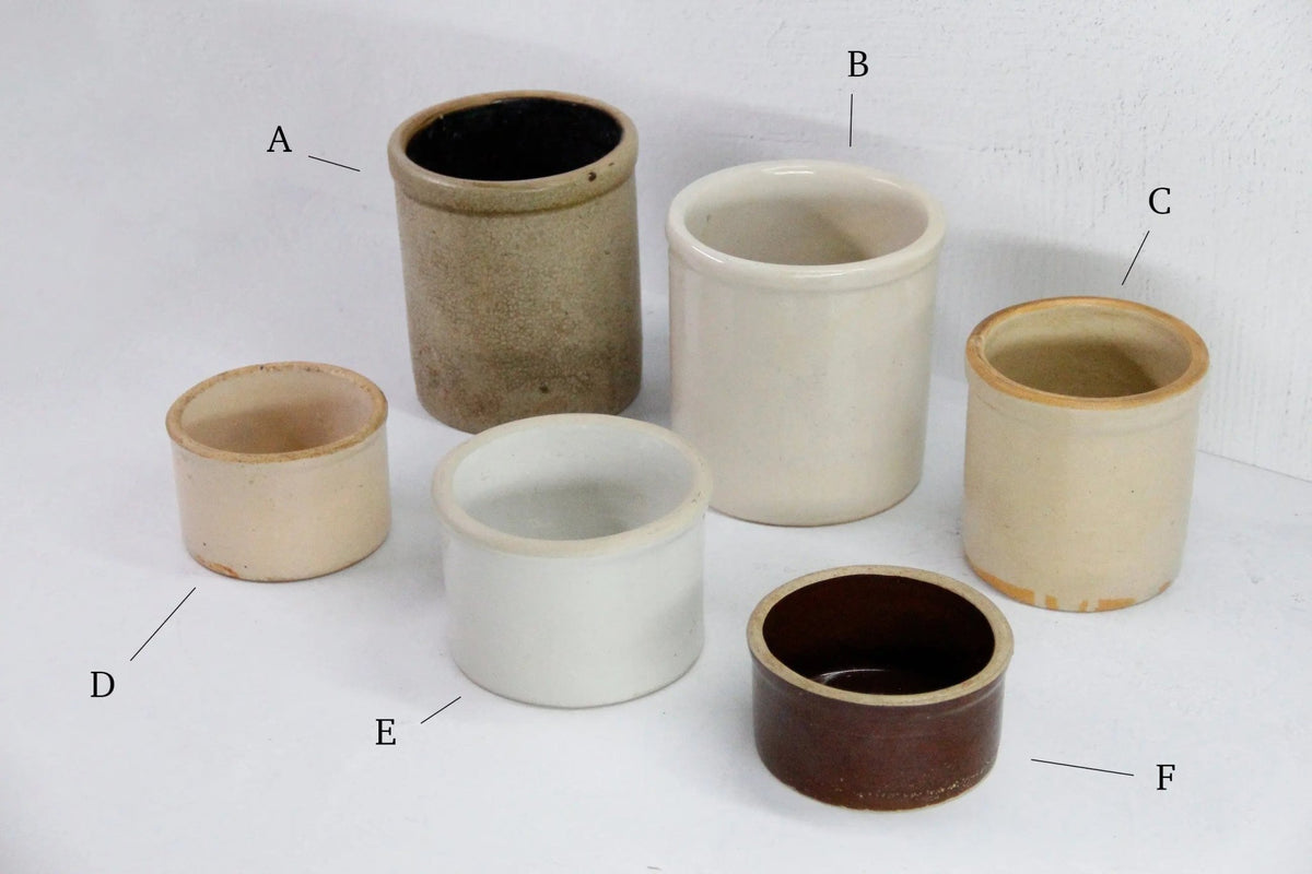 Assorted Antique Stoneware Crocks | Utensil Kitchen Decor - Debra Hall Lifestyle