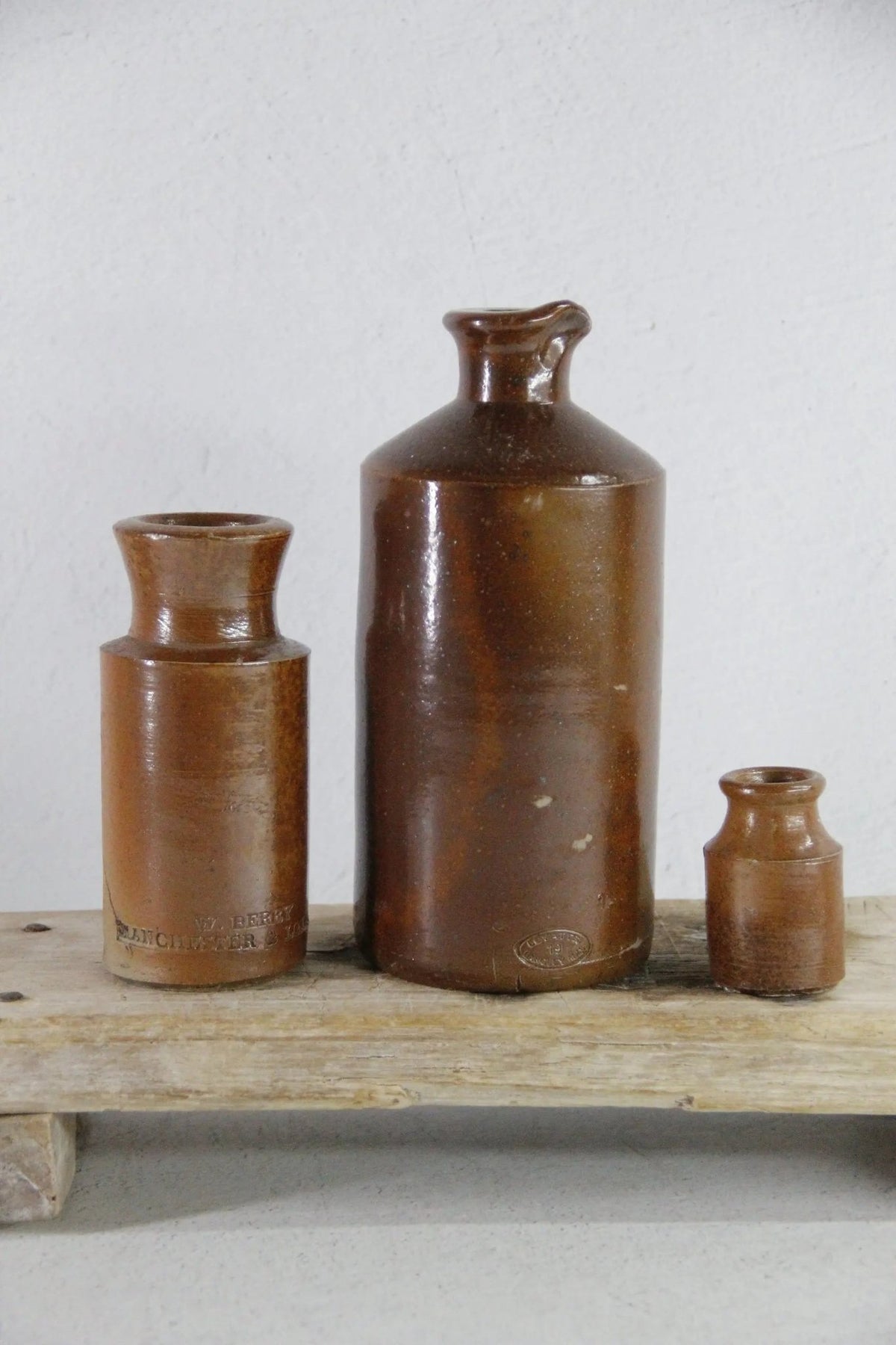 Assorted Antique Stoneware Ink Bottle | Brown Mini Crock - Debra Hall Lifestyle