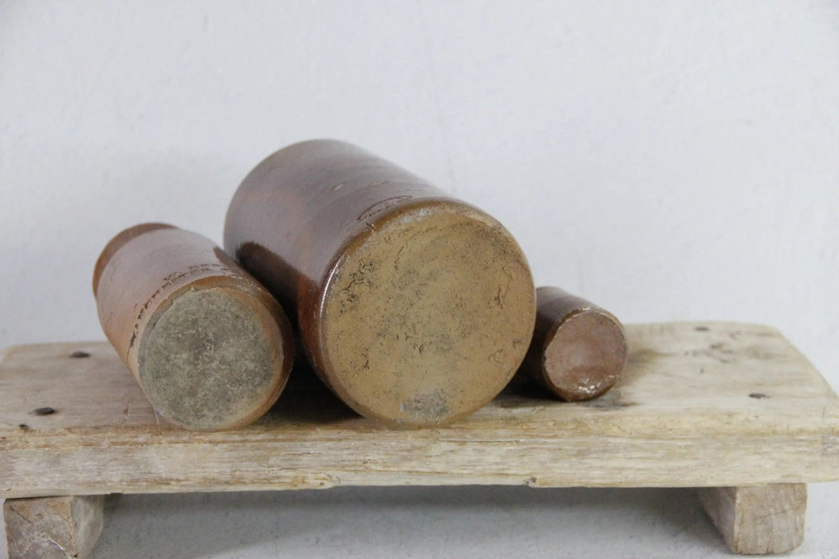 Assorted Antique Stoneware Ink Bottle | Brown Mini Crock - Debra Hall Lifestyle