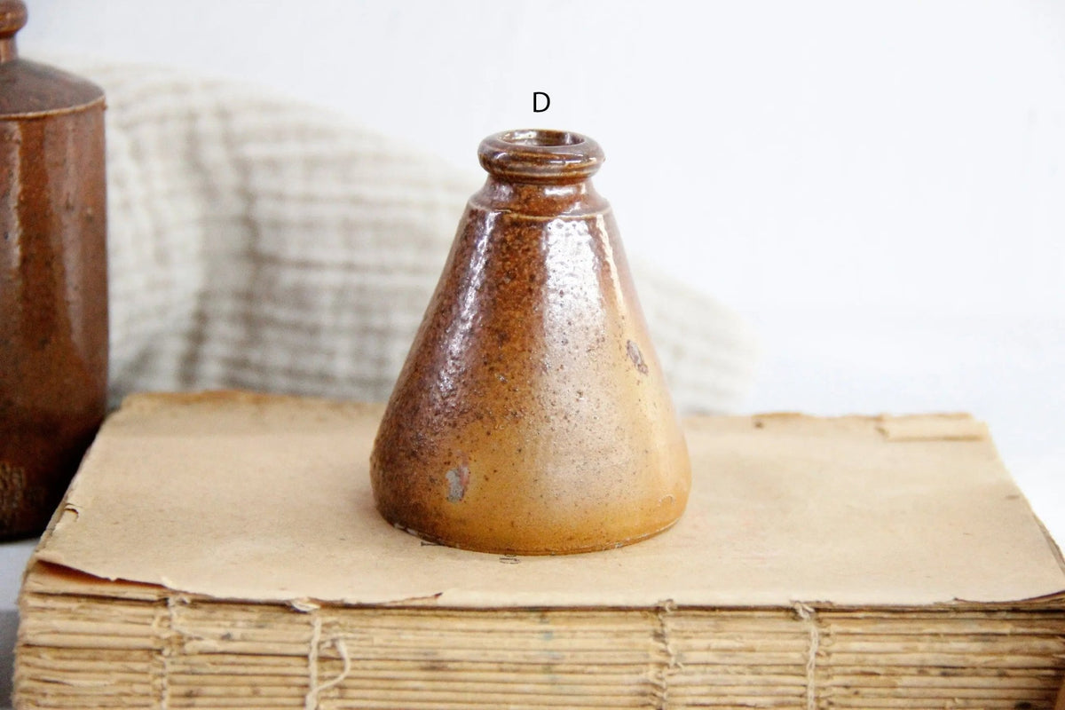 Assorted Antique Stoneware Inkwell Bottle | Mini Crock - Debra Hall Lifestyle