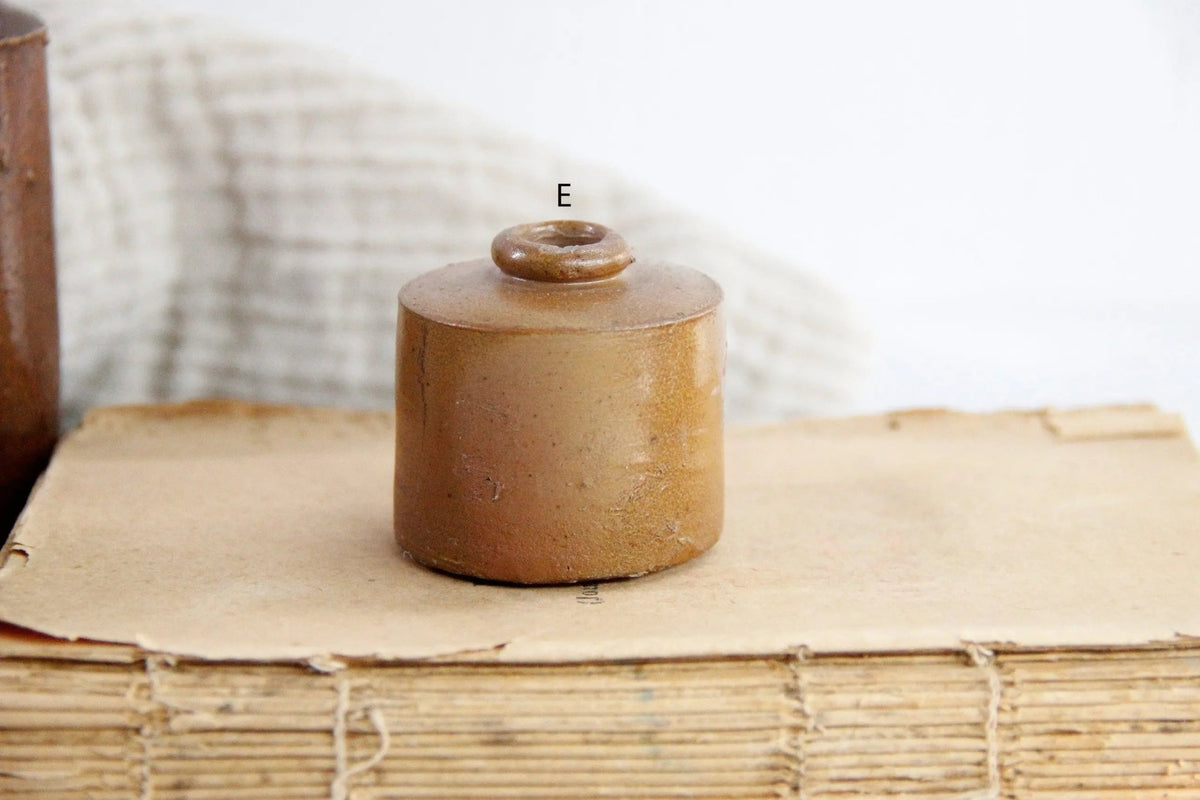 Assorted Antique Stoneware Inkwell Bottle | Mini Crock - Debra Hall Lifestyle