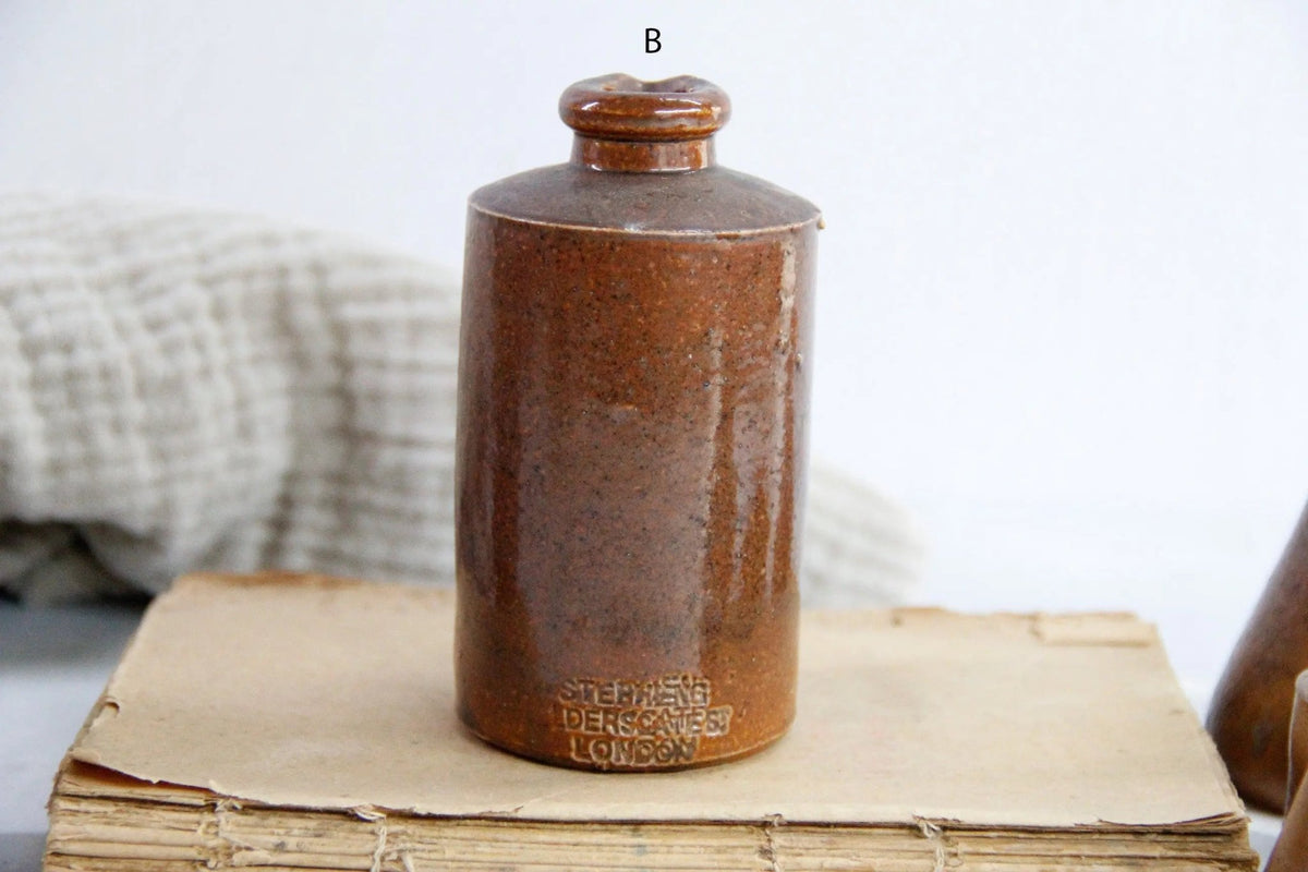 Assorted Antique Stoneware Inkwell Bottle | Mini Crock - Debra Hall Lifestyle