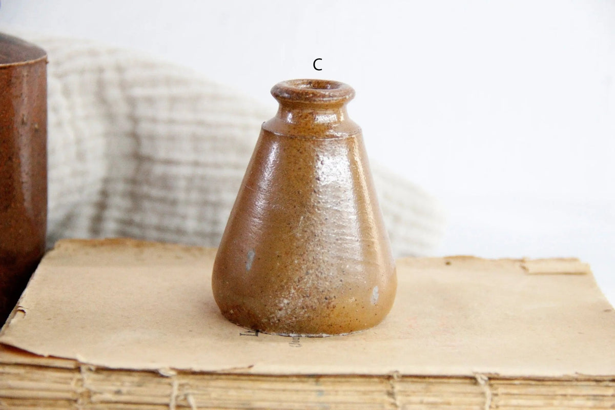 Assorted Antique Stoneware Inkwell Bottle | Mini Crock - Debra Hall Lifestyle