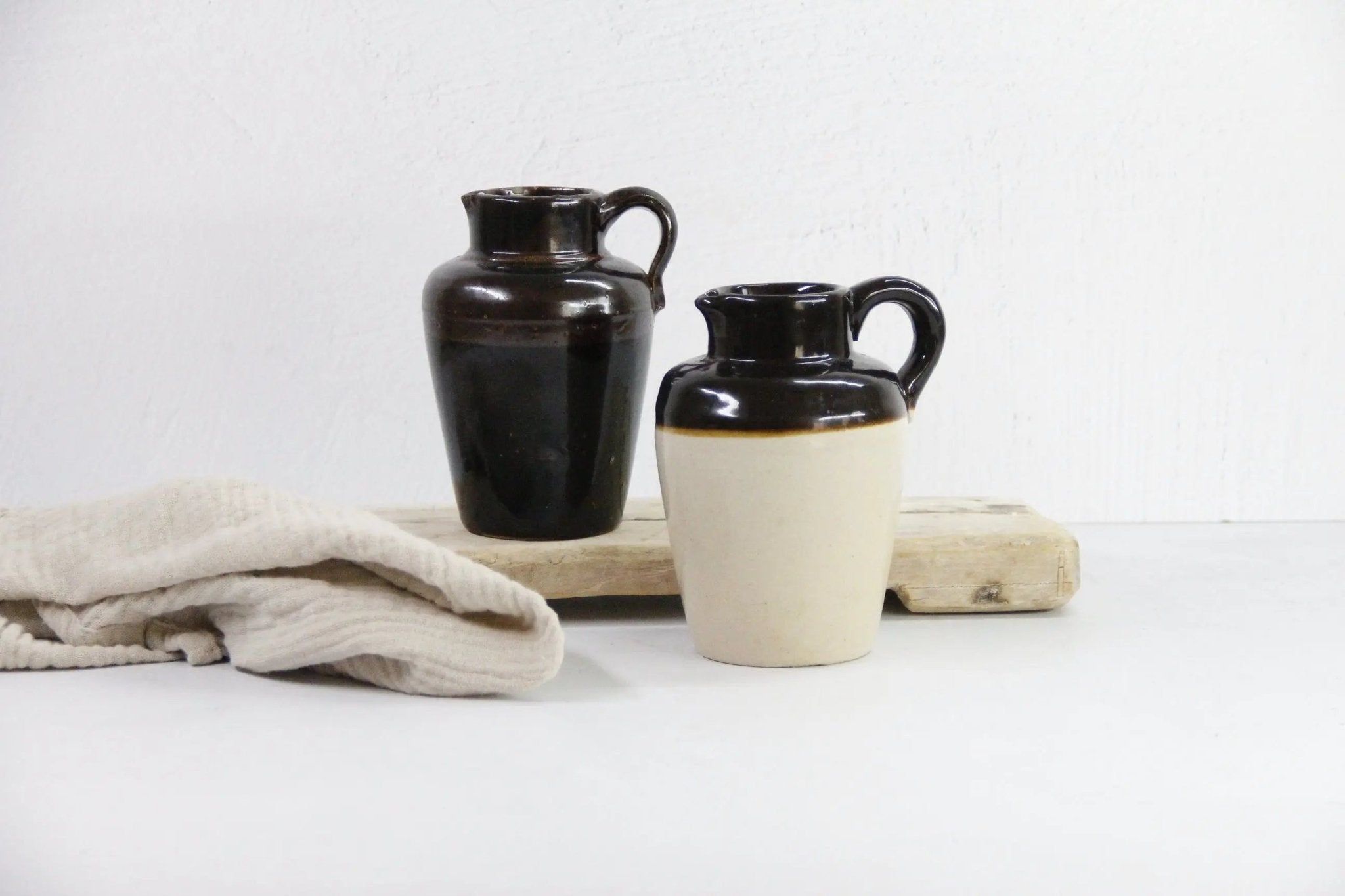 Assorted Antique Stoneware Pitcher | Brown Dipped Glaze - Debra Hall Lifestyle