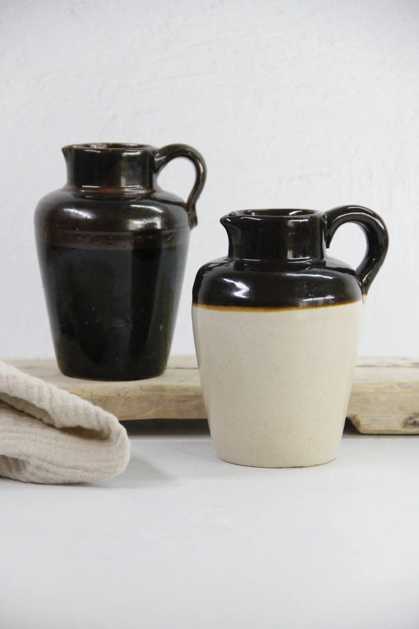 Assorted Antique Stoneware Pitcher | Brown Dipped Glaze - Debra Hall Lifestyle