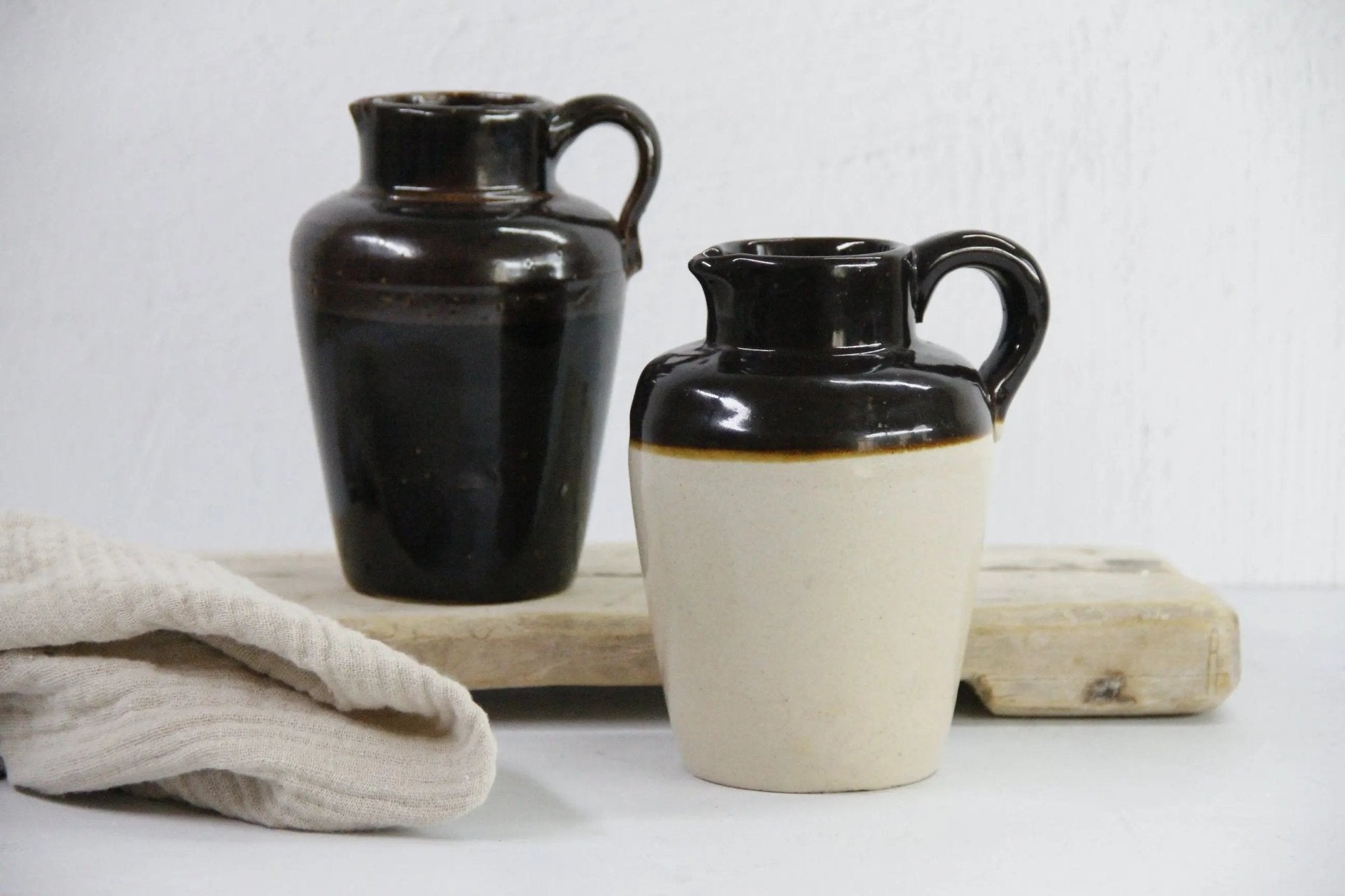 Assorted Antique Stoneware Pitcher | Brown Dipped Glaze - Debra Hall Lifestyle