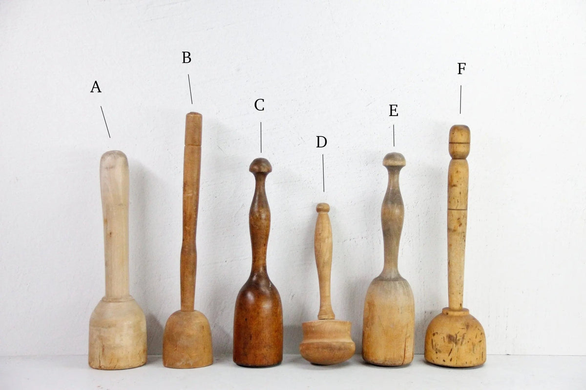 Assorted Antique Wooden Masher | French Kitchen Decor - Debra Hall Lifestyle