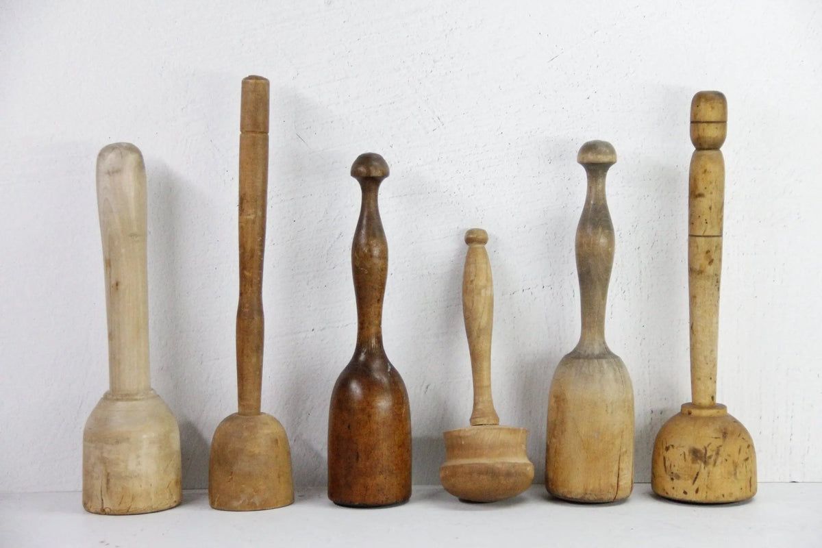 Assorted Antique Wooden Masher | French Kitchen Decor - Debra Hall Lifestyle