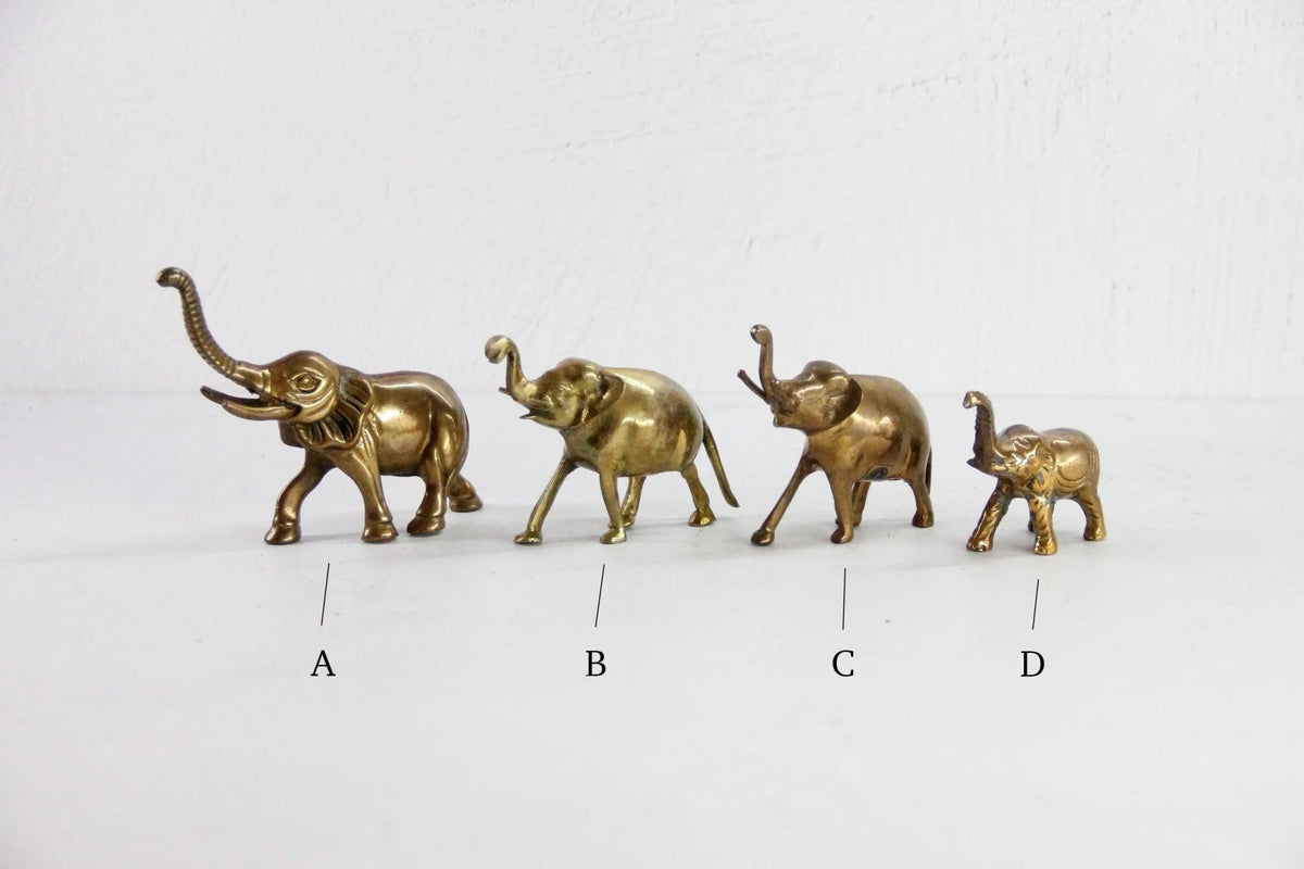Assorted Vintage Brass Elephant | Brass Lucky Figurine, One - Debra Hall Lifestyle