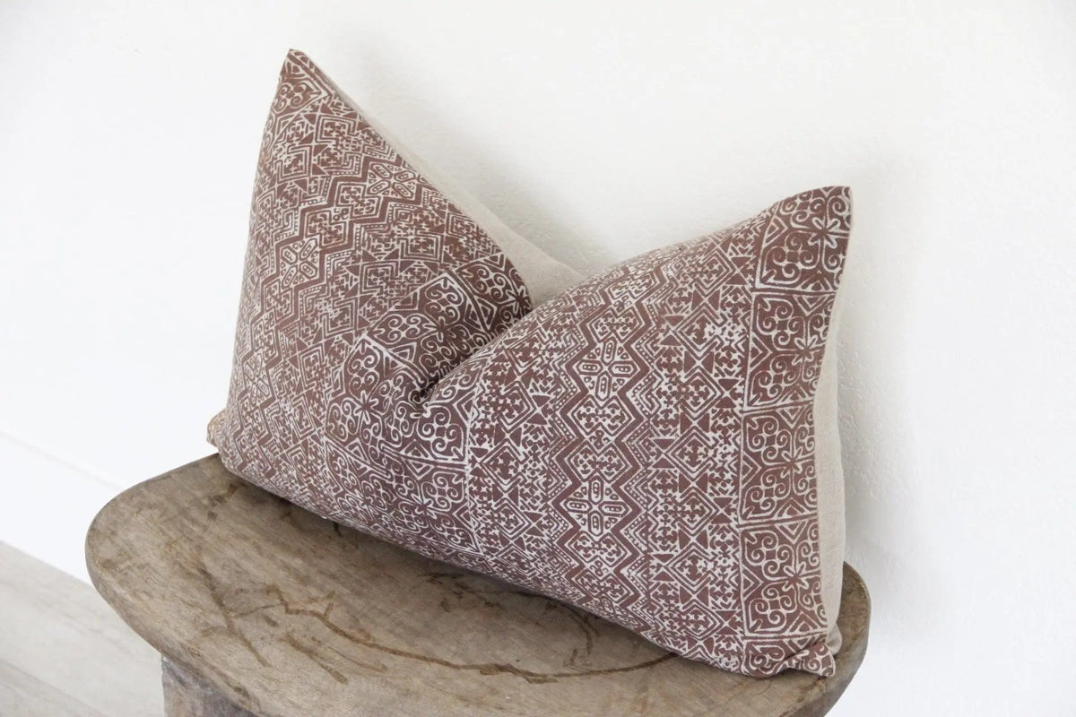 Batik Pillow | Vintage Chocolate Brown Textile Cover - Debra Hall Lifestyle