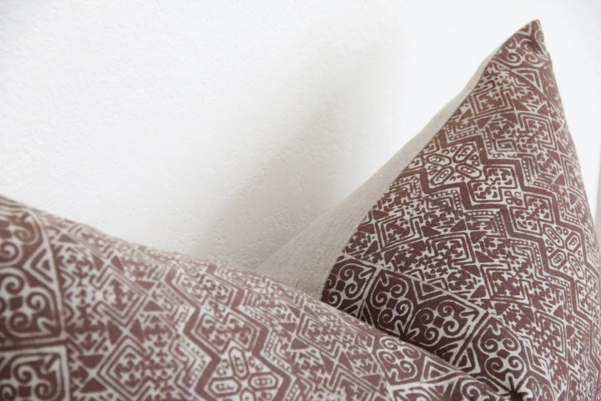 Batik Pillow | Vintage Chocolate Brown Textile Cover - Debra Hall Lifestyle