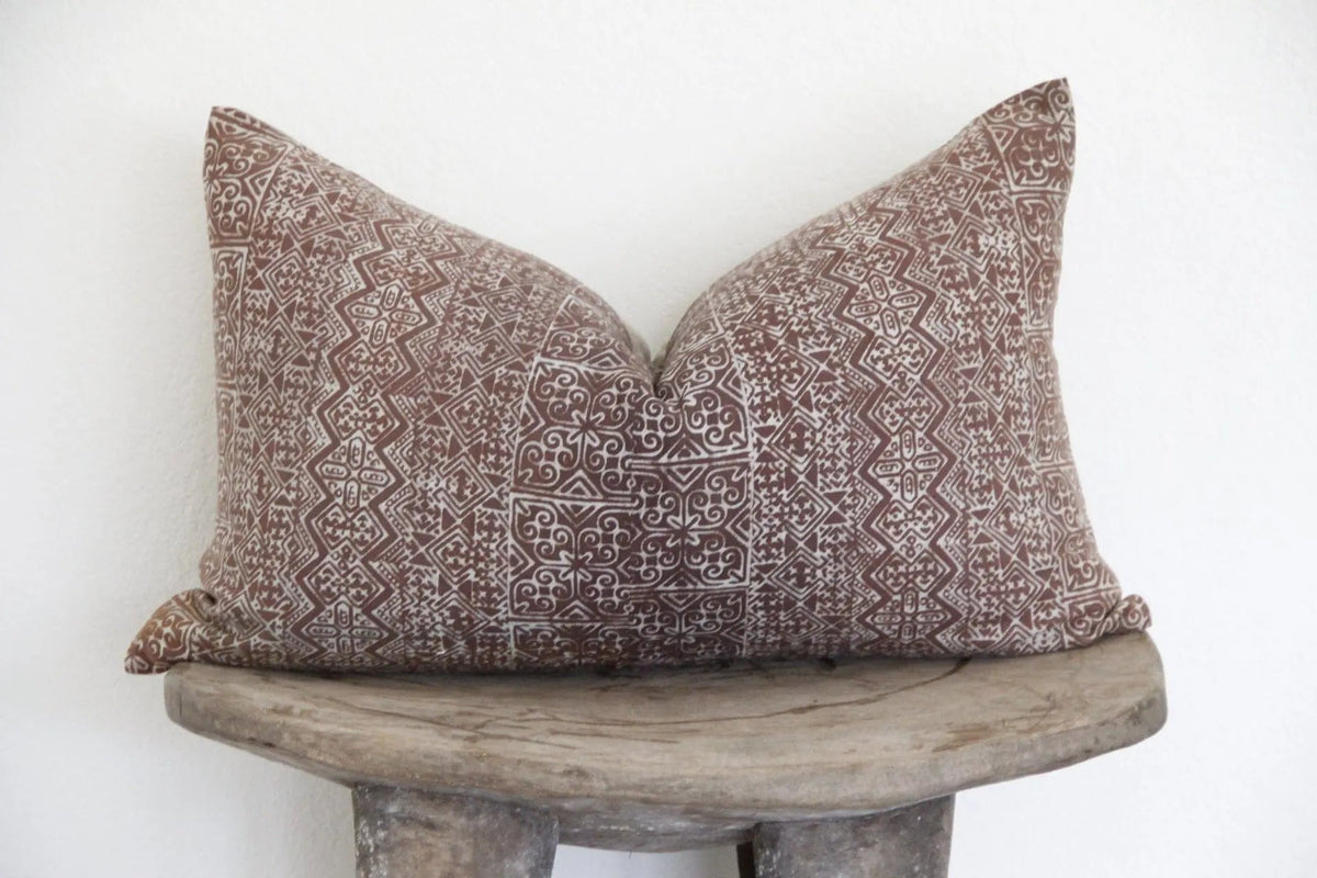Batik Pillow | Vintage Chocolate Brown Textile Cover - Debra Hall Lifestyle
