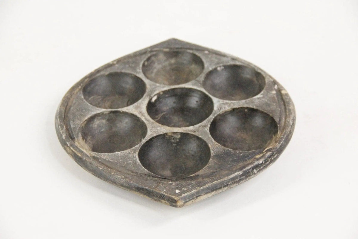 Black Stone Tray-Antique Divided Carved Natural Stone - Debra Hall Lifestyle
