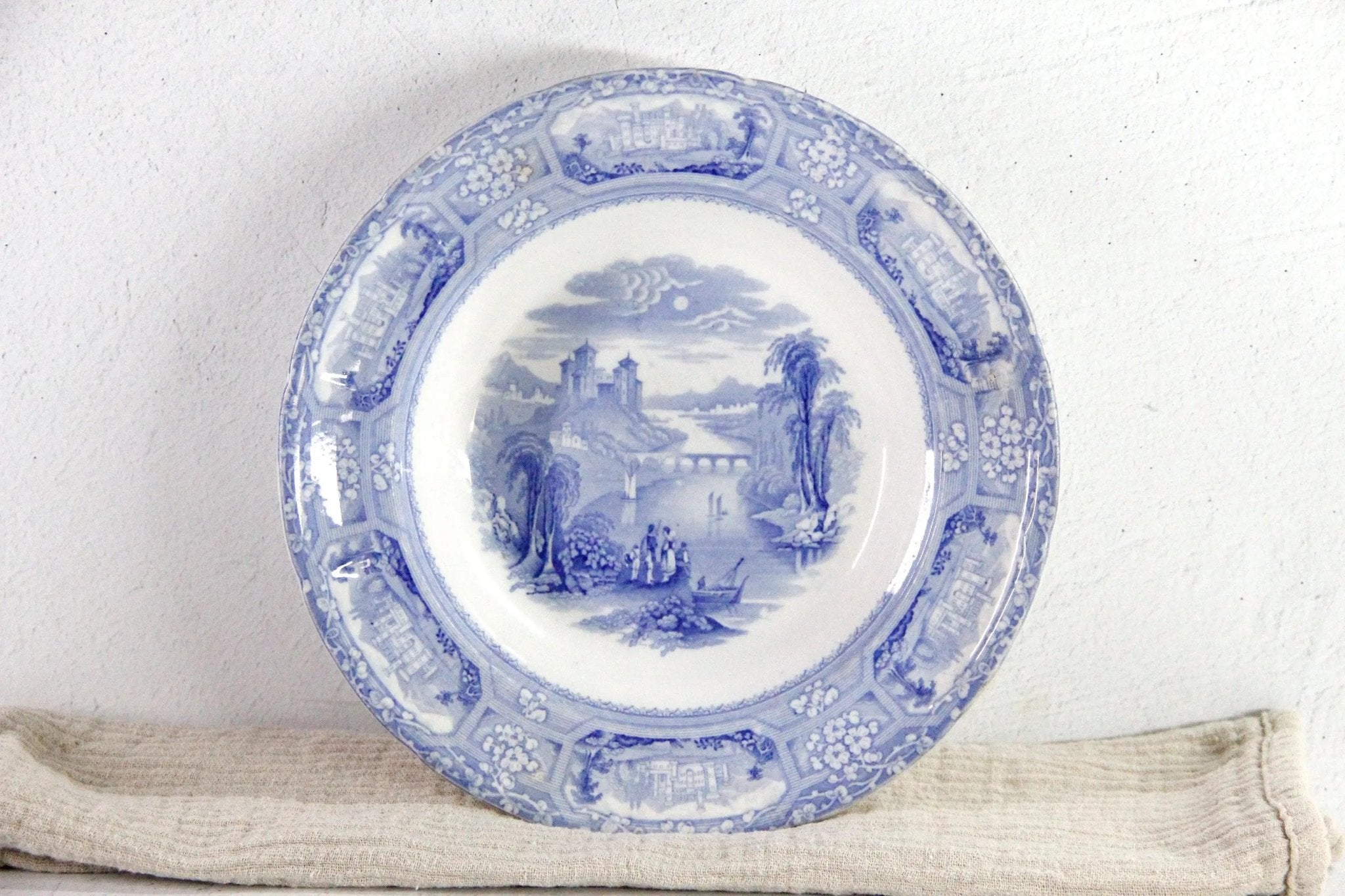 Blue and White Transferware Bowl | Antique Staffordshire Ironstone - Debra Hall Lifestyle