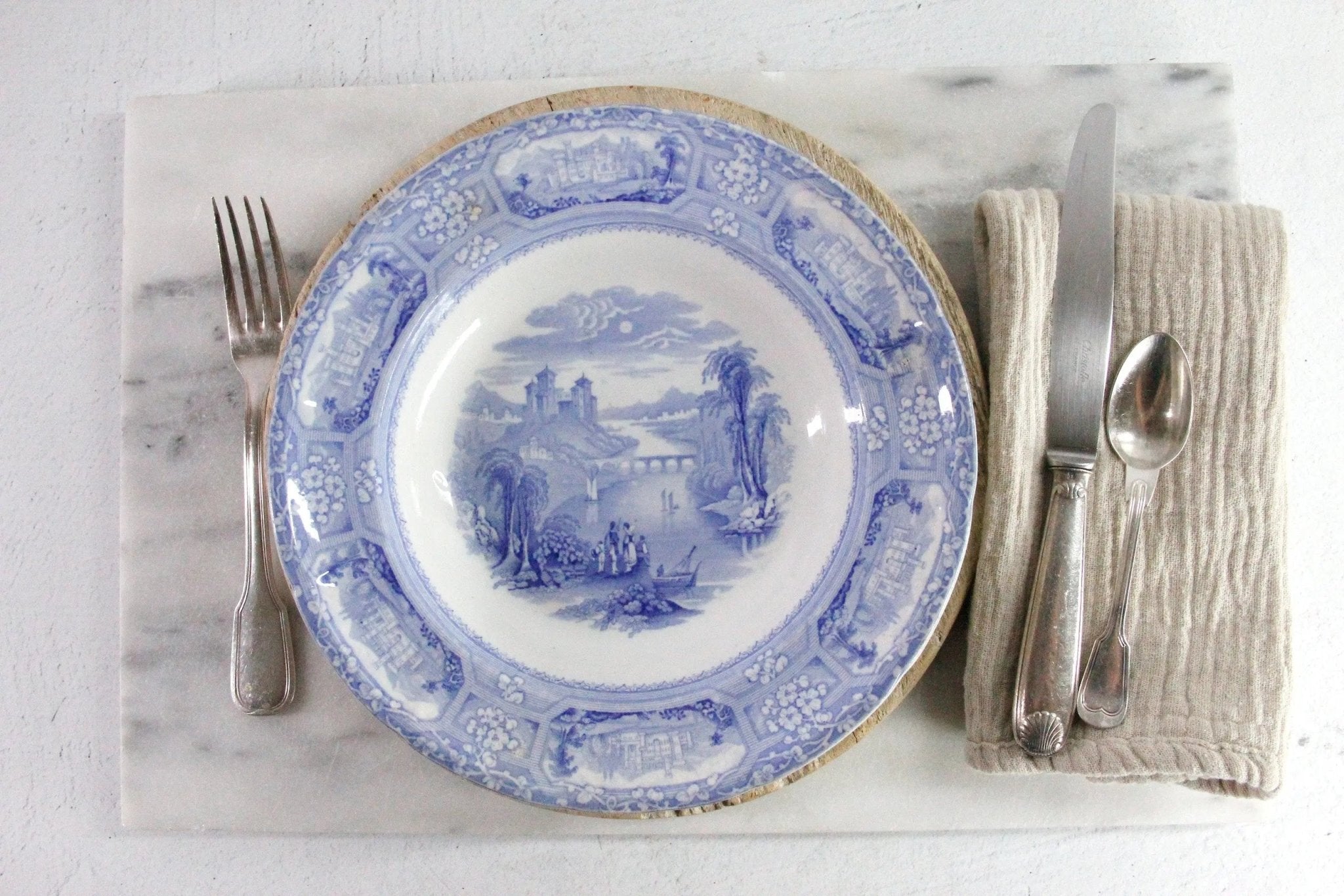 Blue and White Transferware Bowl | Antique Staffordshire Ironstone - Debra Hall Lifestyle