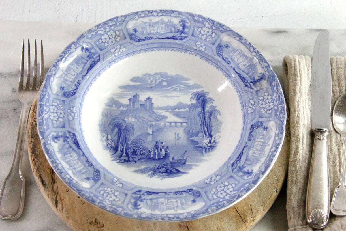 Blue and White Transferware Bowl | Antique Staffordshire Ironstone - Debra Hall Lifestyle