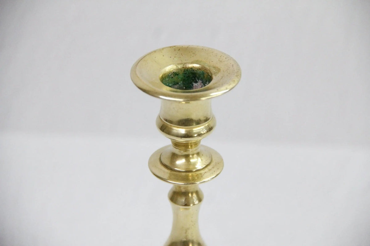 Brass Candle Holder | Antique Footed Taper Candlestick - Debra Hall Lifestyle