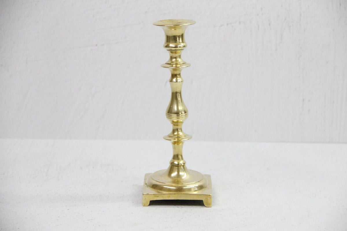 Brass Candle Holder | Antique Footed Taper Candlestick - Debra Hall Lifestyle