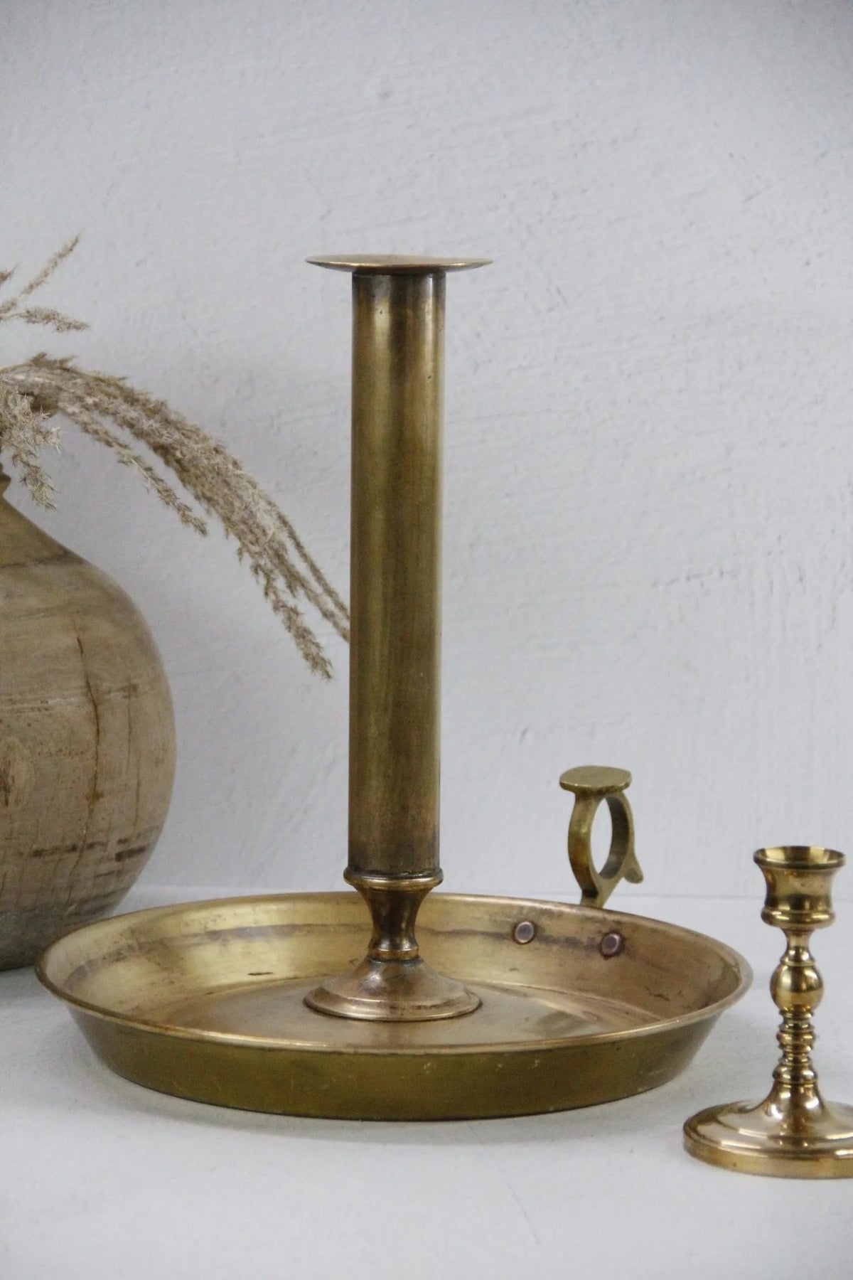 Brass Candle Holder Vintage-Oversize Chamber Candlestick - Debra Hall Lifestyle