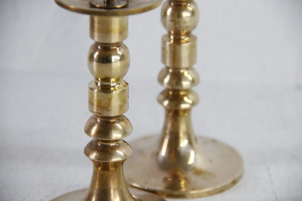 Brass Pricket Candlesticks | Antique Solid Brass Pair - Debra Hall Lifestyle