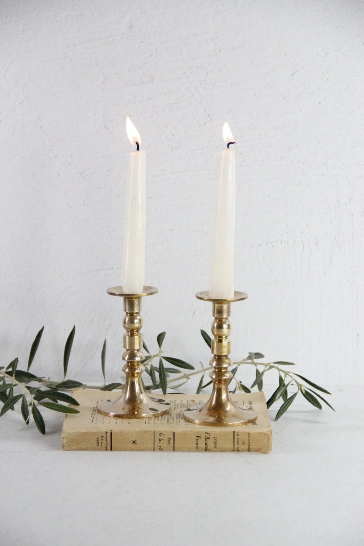 Brass Pricket Candlesticks | Antique Solid Brass Pair - Debra Hall Lifestyle