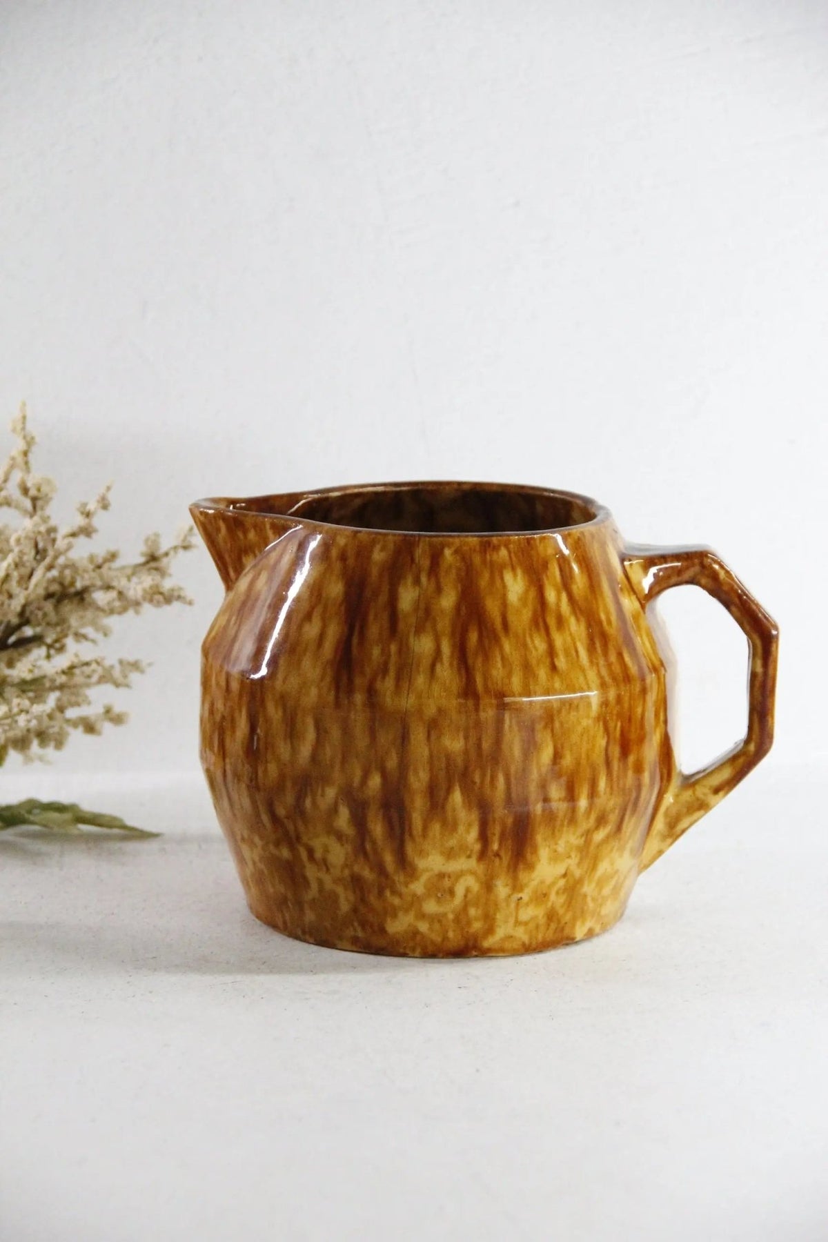 Brush McCoy Pottery Batter Pitcher | Antique Yellowware - Debra Hall Lifestyle