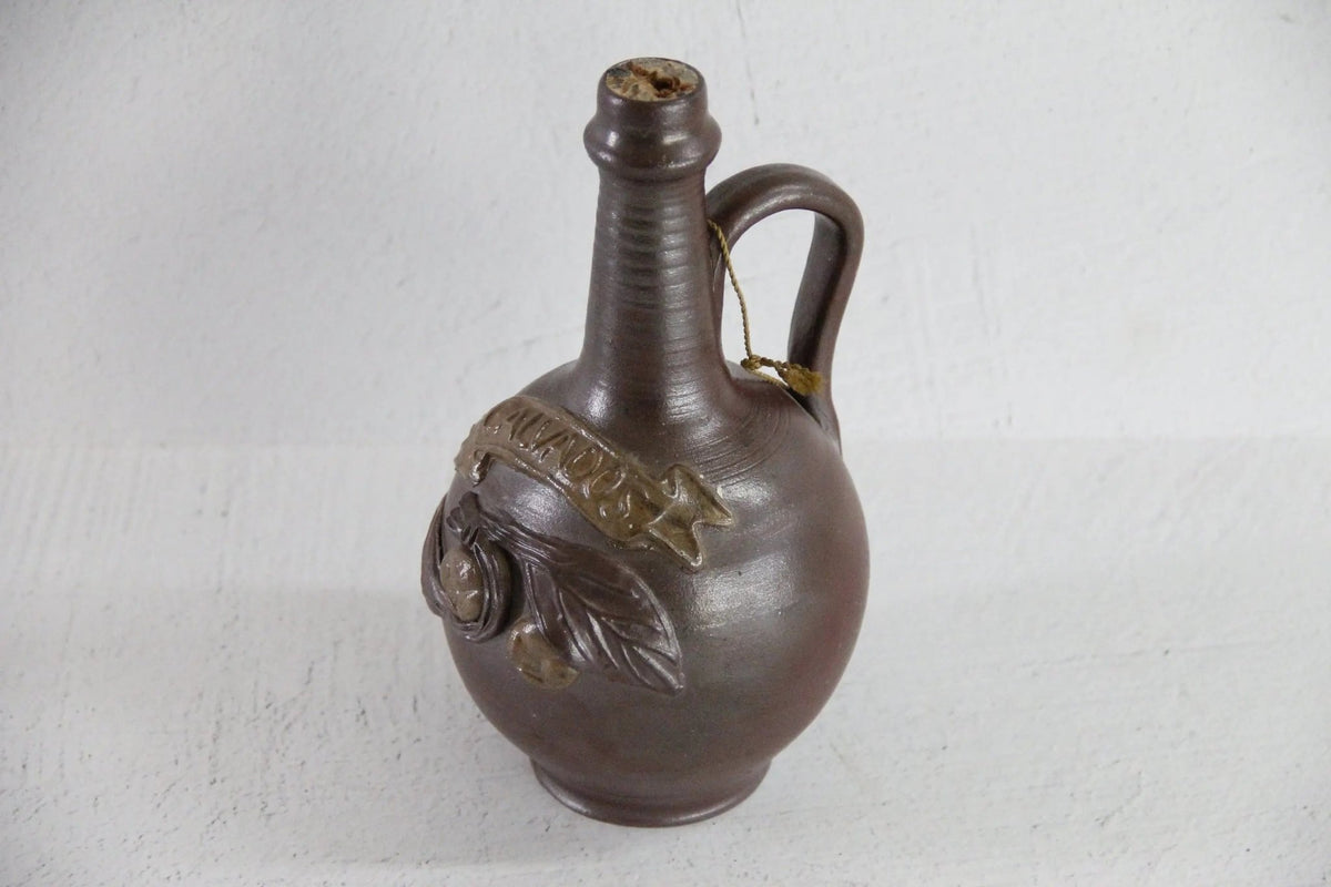 Calvados Bottle Vintage French Stoneware Vessel | Stamped - Debra Hall Lifestyle