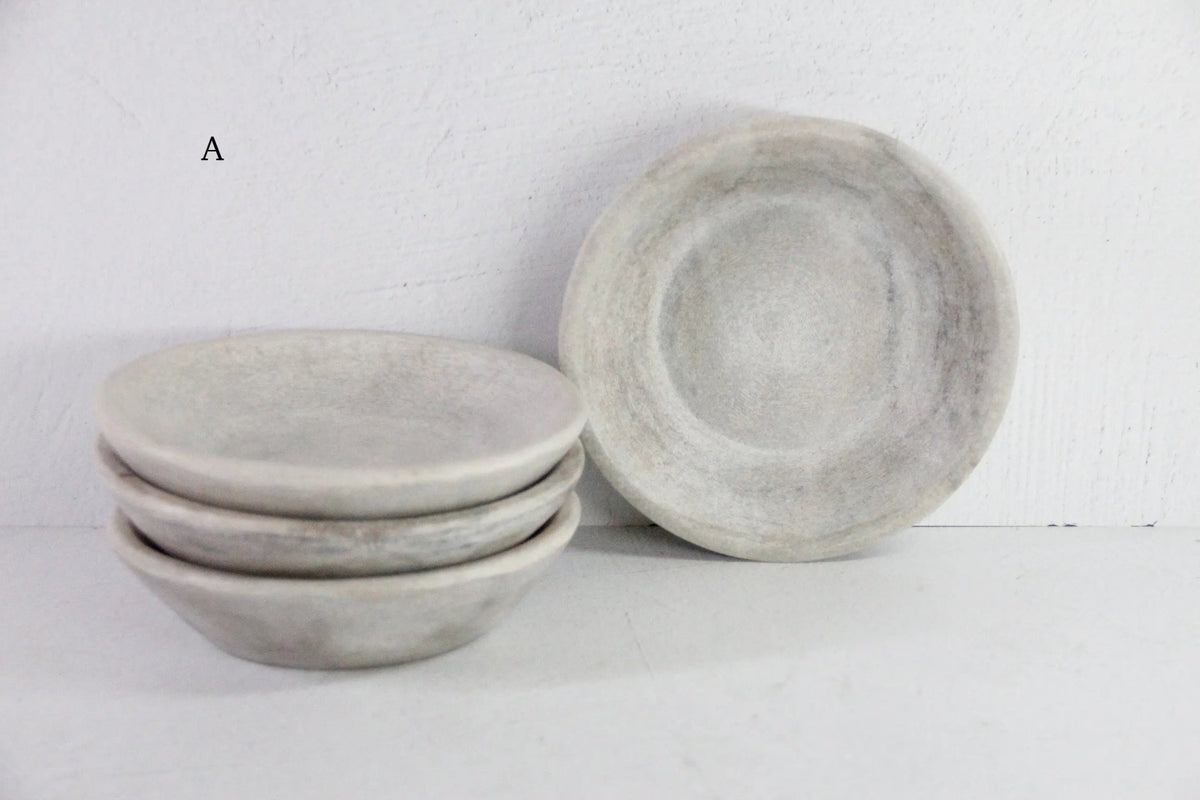 Carved Marble Bowl | Vintage Honed Stone Catchall Dish - Debra Hall Lifestyle