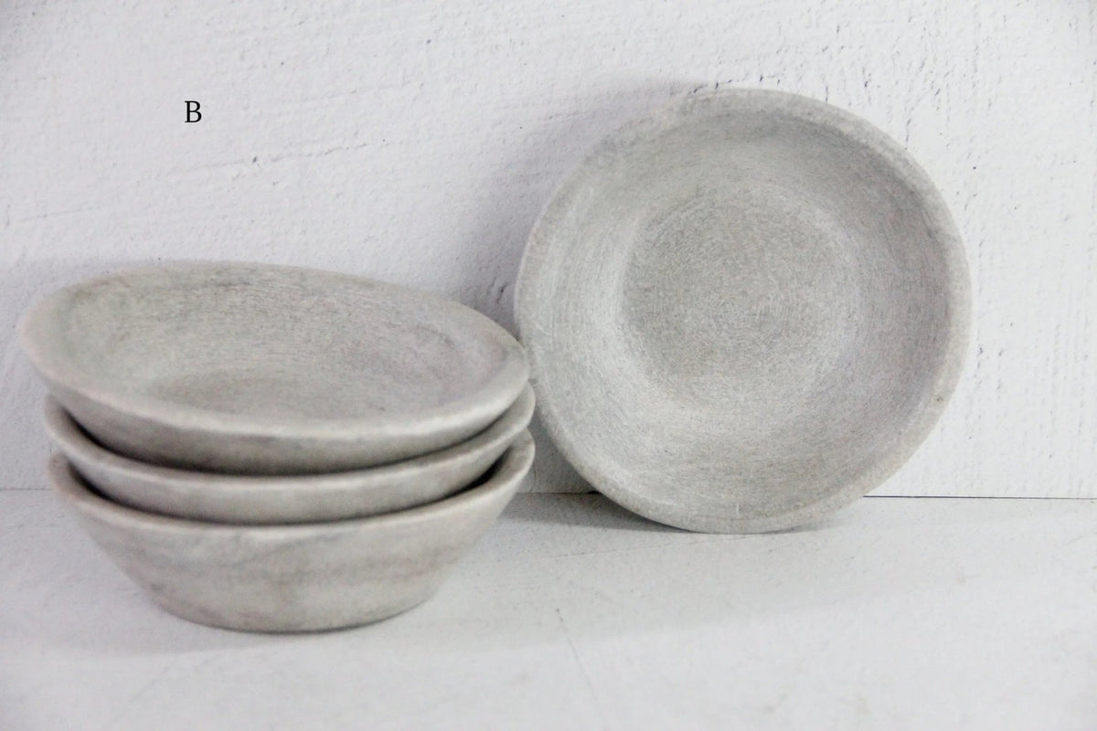 Carved Marble Bowl | Vintage Honed Stone Catchall Dish - Debra Hall Lifestyle