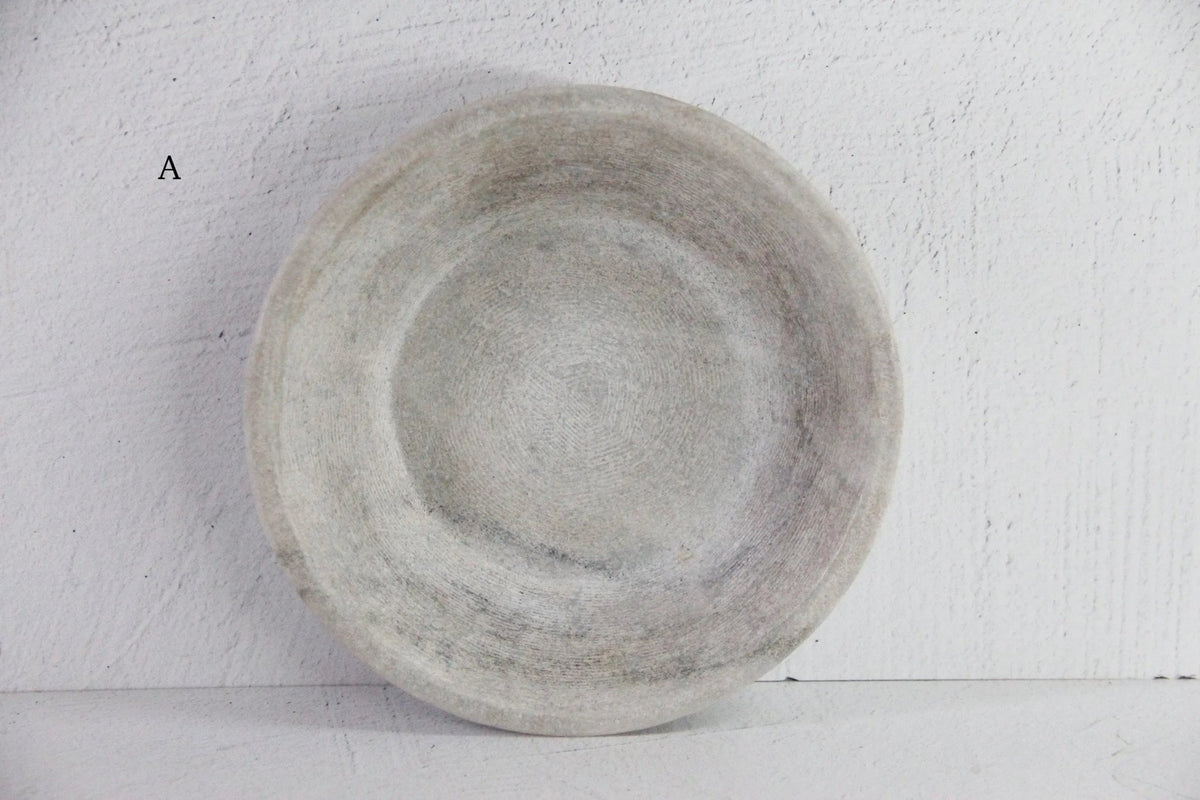 Carved Marble Bowl | Vintage Honed Stone Catchall Dish - Debra Hall Lifestyle