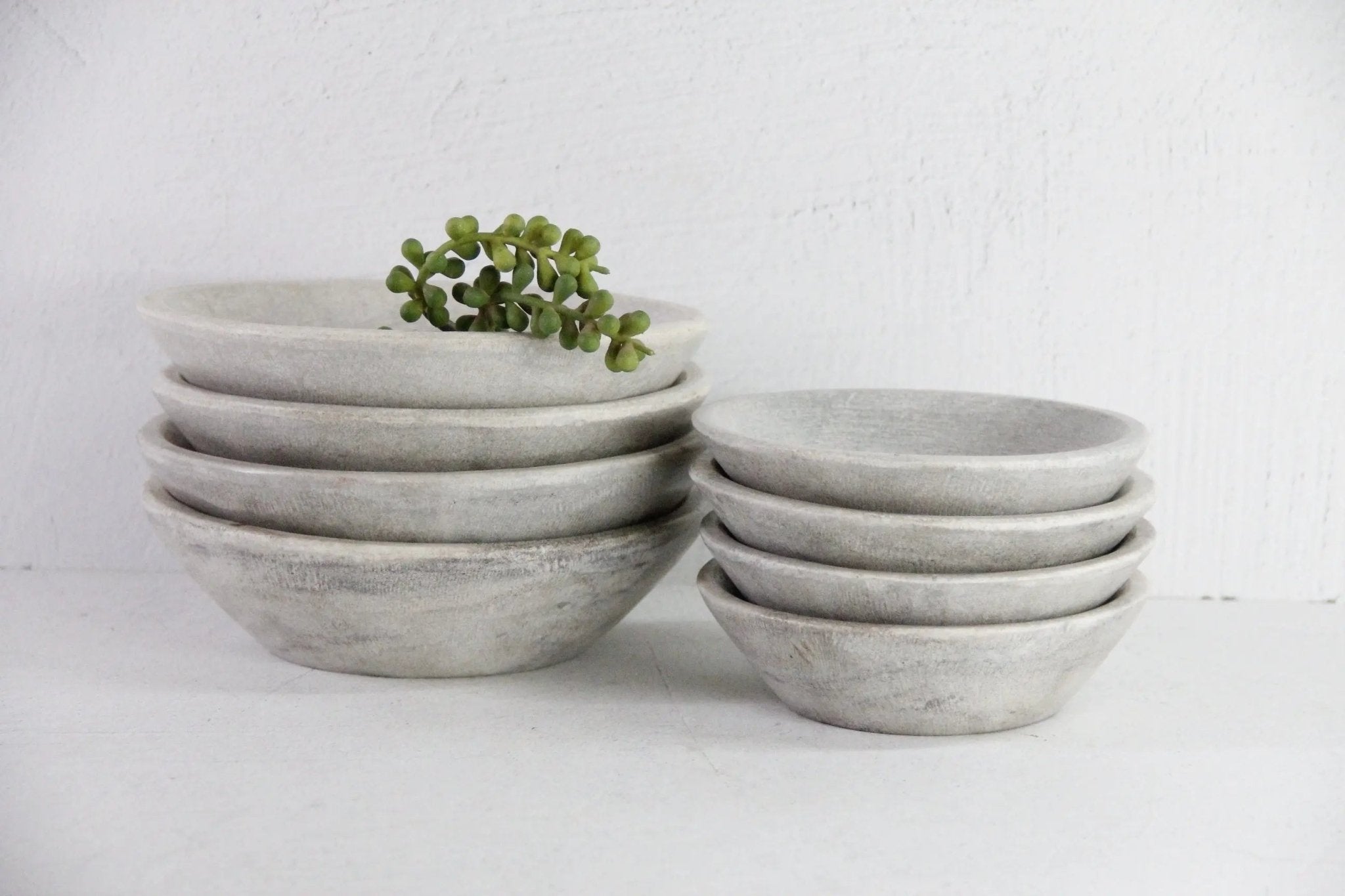 Carved Marble Bowl | Vintage Honed Stone Catchall Dish - Debra Hall Lifestyle