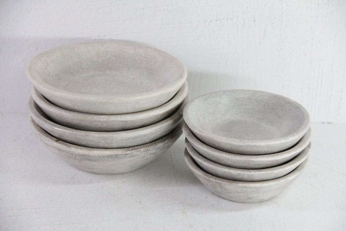 Carved Marble Bowl | Vintage Honed Stone Catchall Dish - Debra Hall Lifestyle